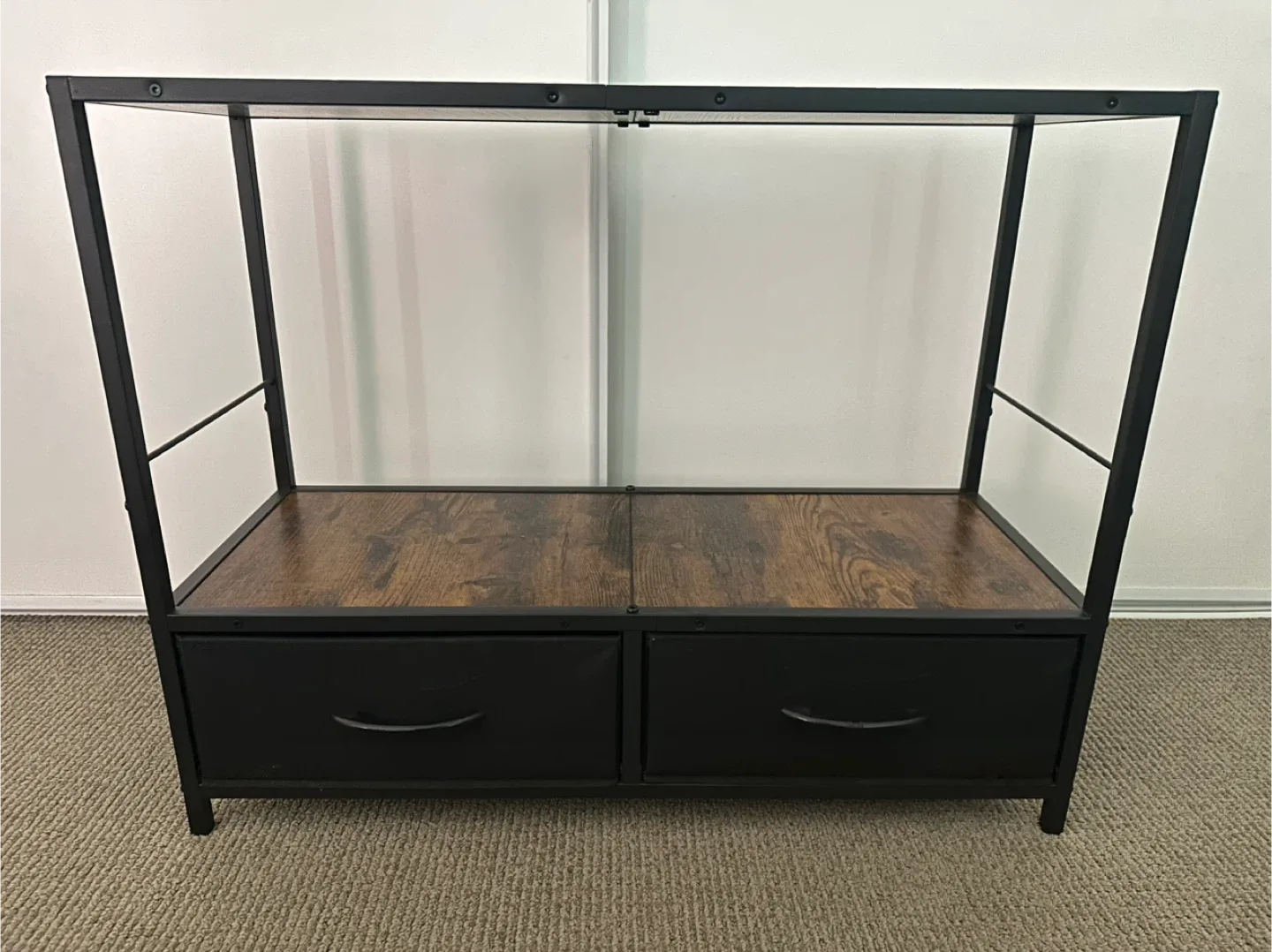 Black Metal Frame Comsole Shelf with 2 Drawers image indicator(3)