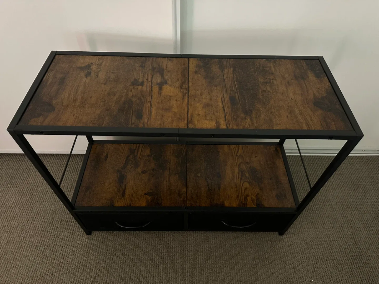 Black Metal Frame Comsole Shelf with 2 Drawers image indicator(2)