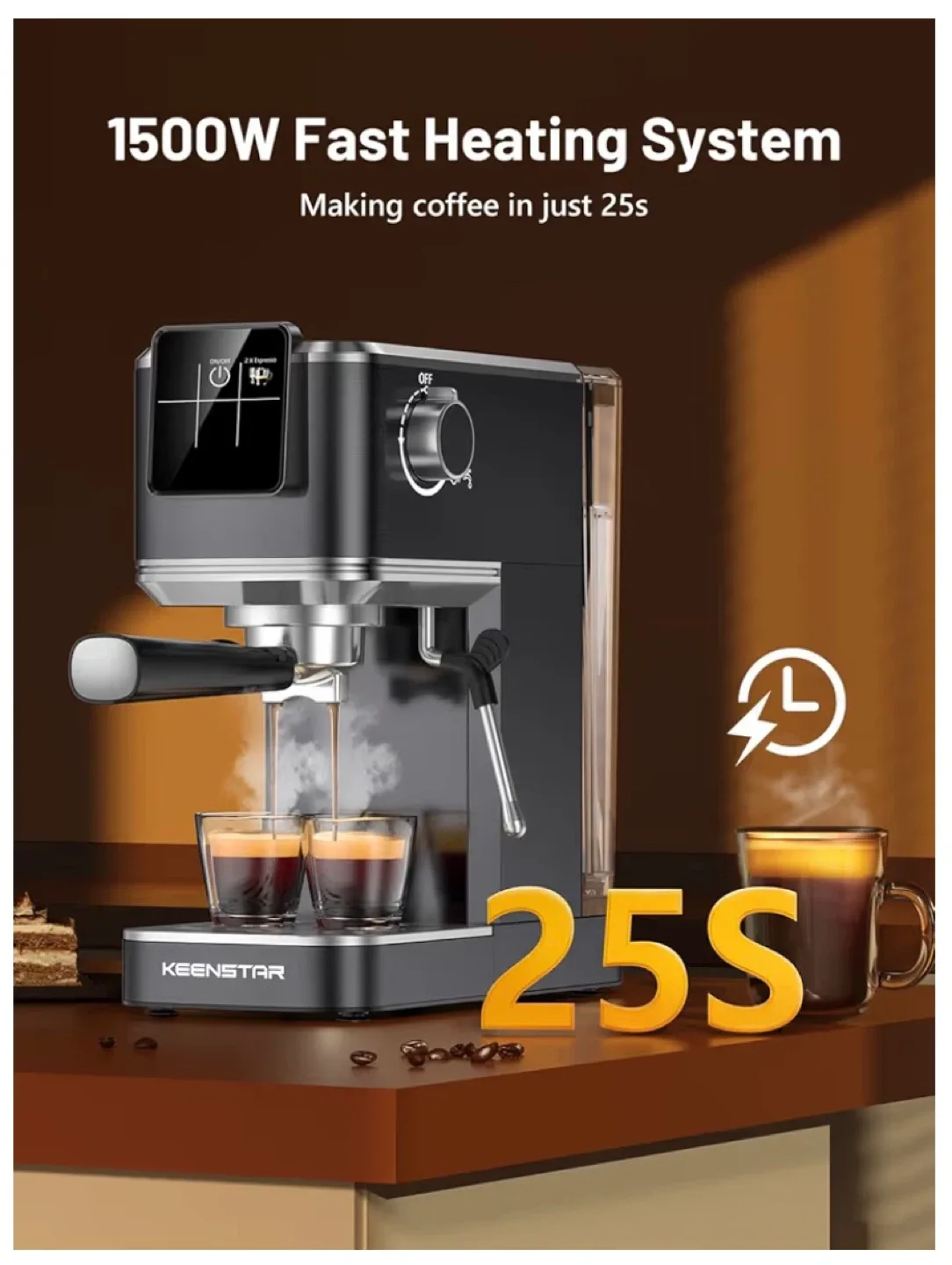 Espresso Coffee Maker, Digital Control Panel JH-C5210 *NEW* image indicator(4)