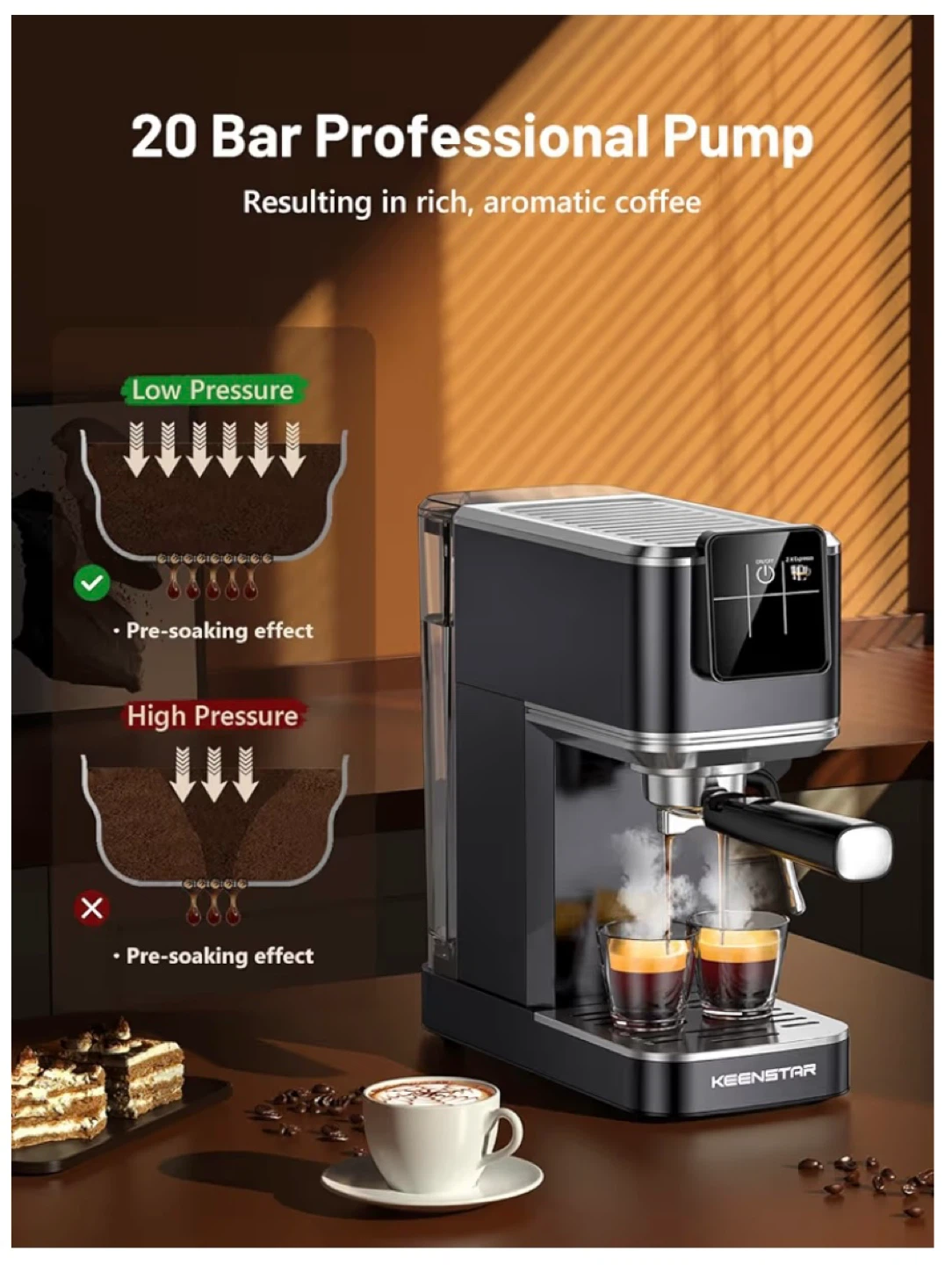 Espresso Coffee Maker, Digital Control Panel JH-C5210 *NEW* - photo 3