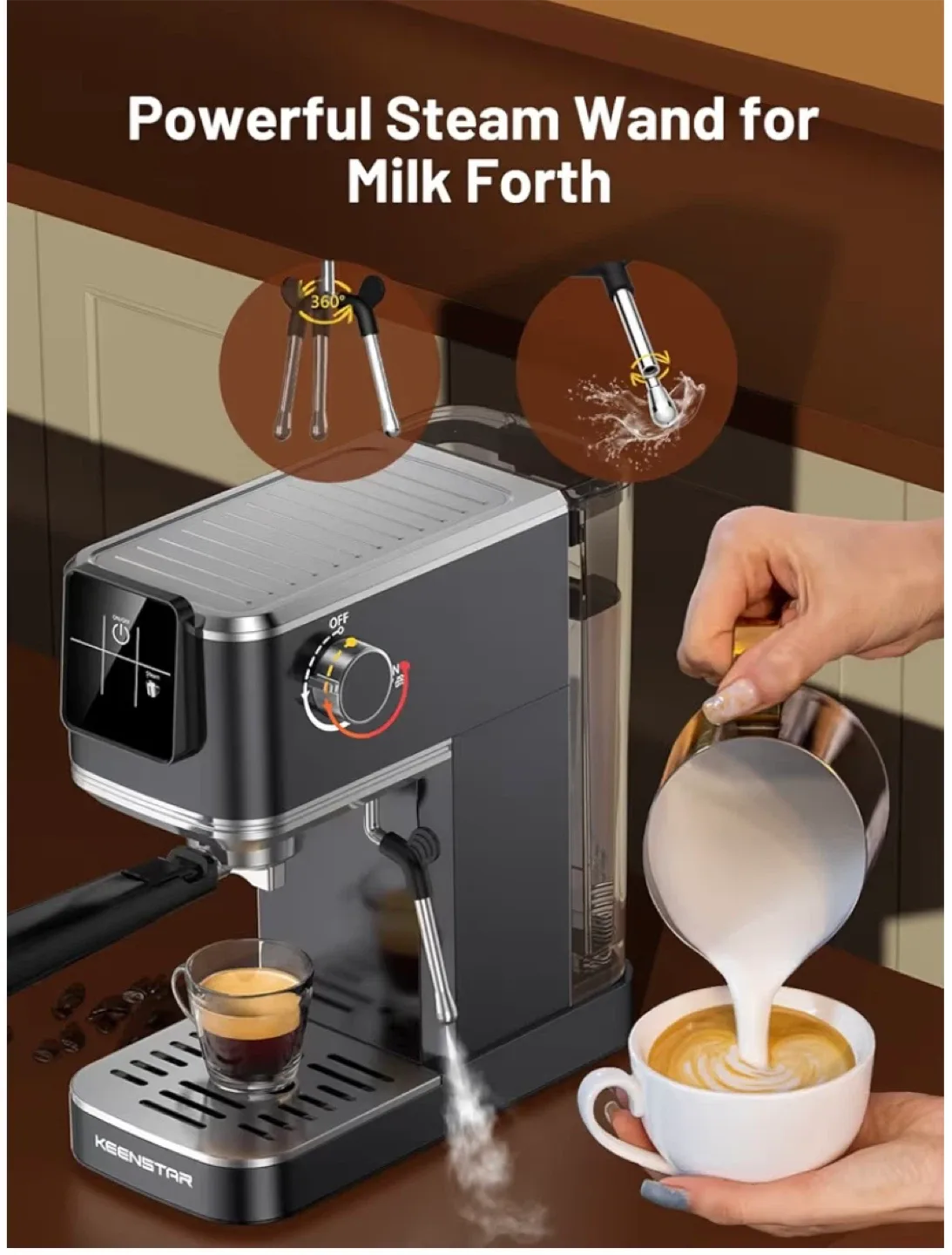Espresso Coffee Maker, Digital Control Panel JH-C5210 *NEW* image indicator(7)