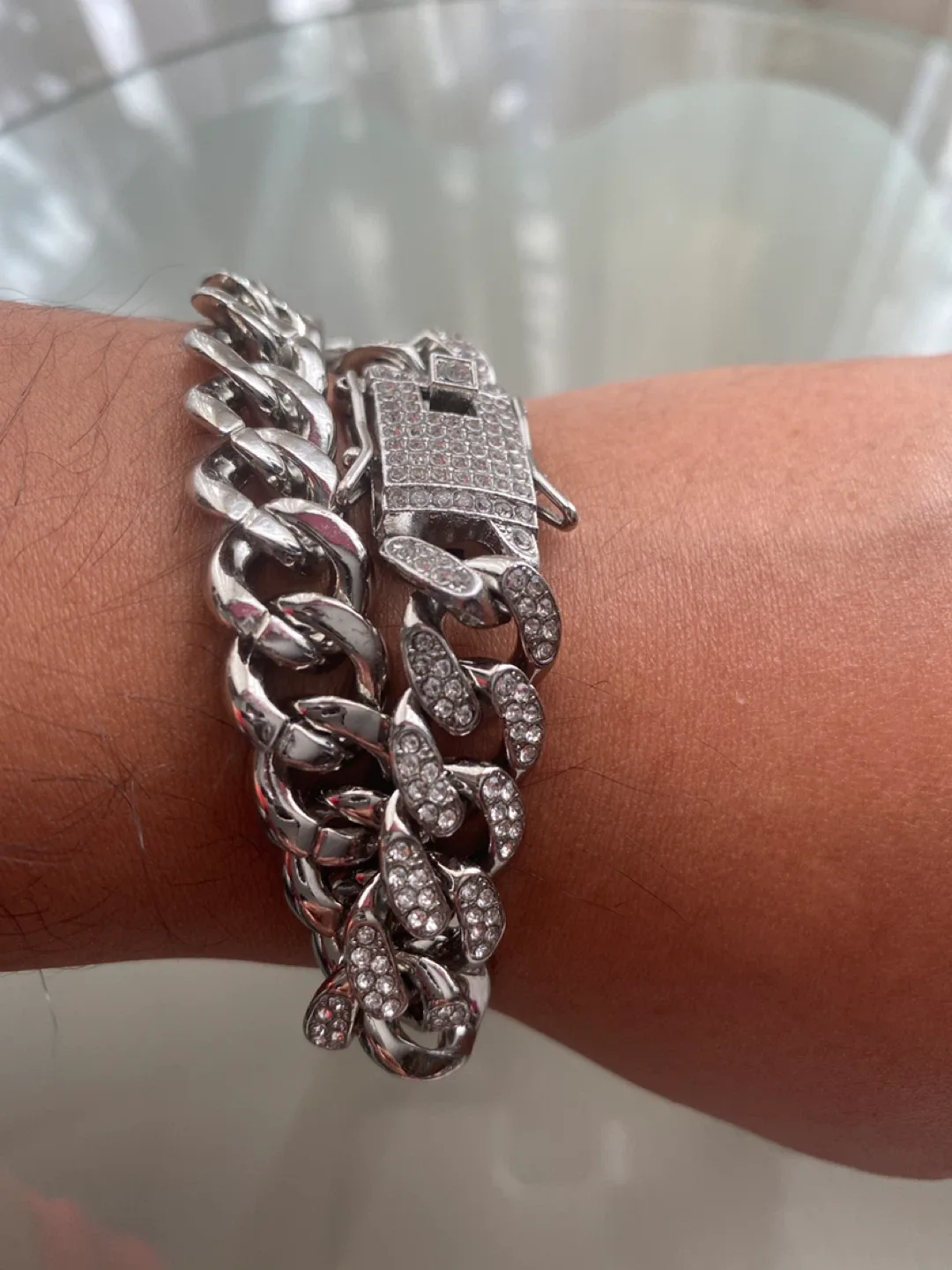 Silver Cuban Link Chain Bracelet image indicator(2)
