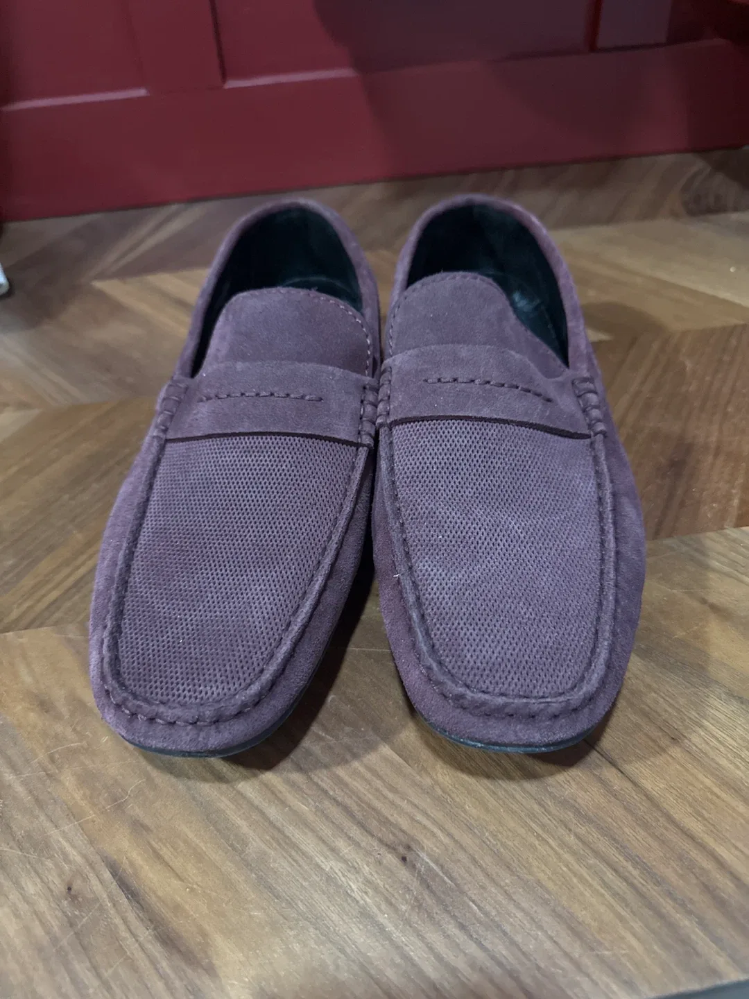 Hugo Boss Burgundy Suede Loafers image indicator(2)