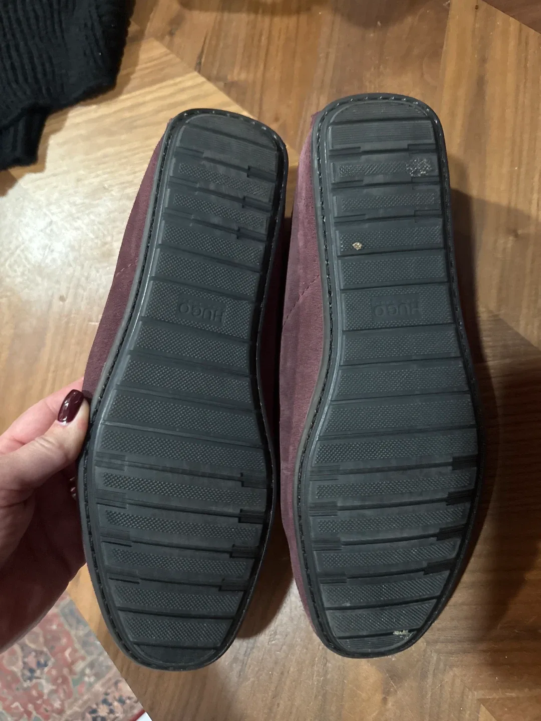 Hugo Boss Burgundy Suede Loafers image indicator(4)