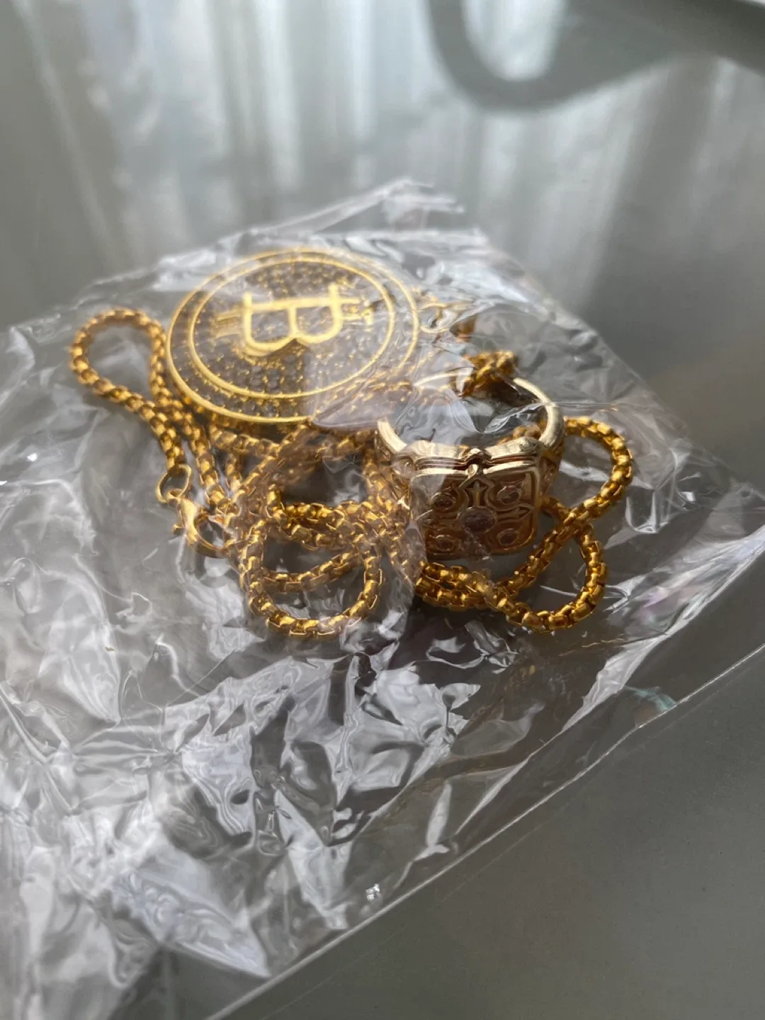 Bitcoin Gold Necklace and Ring Set - New in Package! thumbnail
