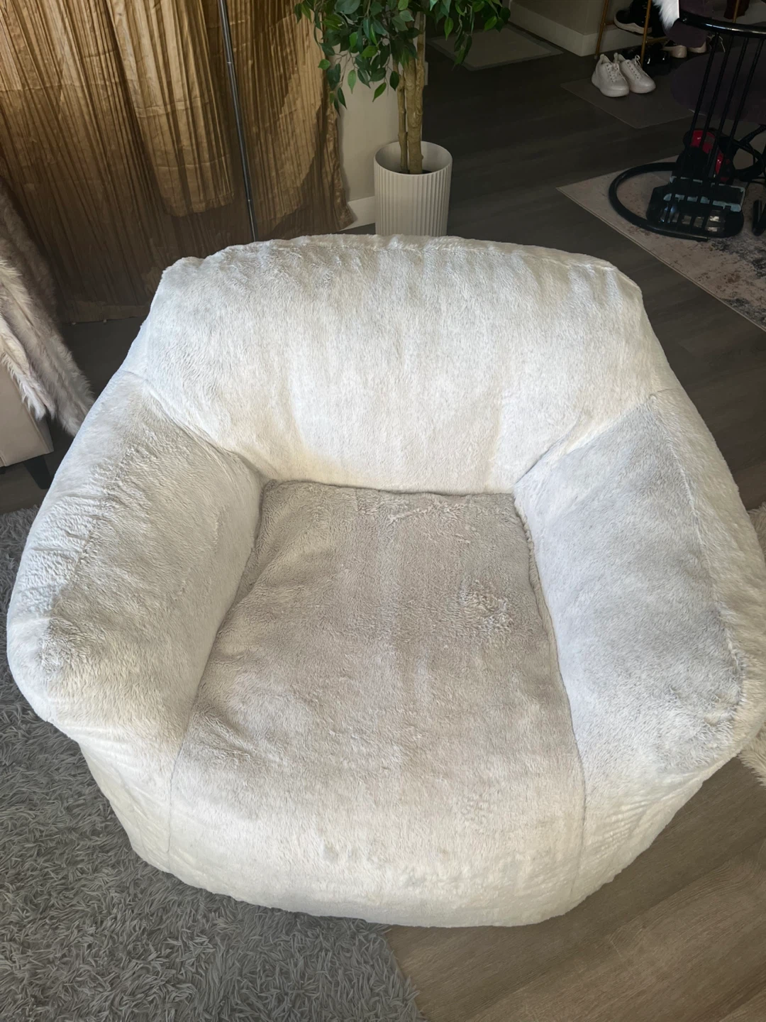 Giant Light Grey Beanbag Chair & Ottoman - photo 4