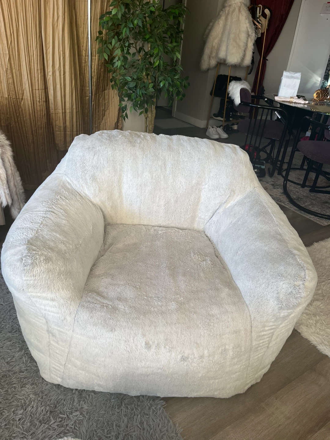 Giant Light Grey Beanbag Chair & Ottoman - photo 5