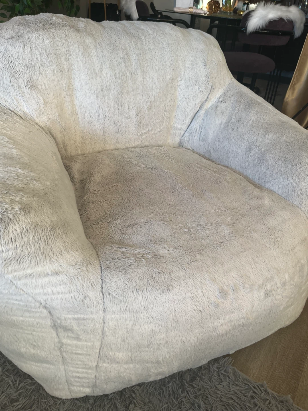 Giant Light Grey Beanbag Chair & Ottoman - photo 2