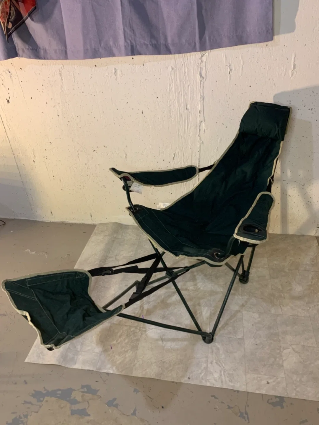 Green Camping Chair with Footrest - outdoor chairs