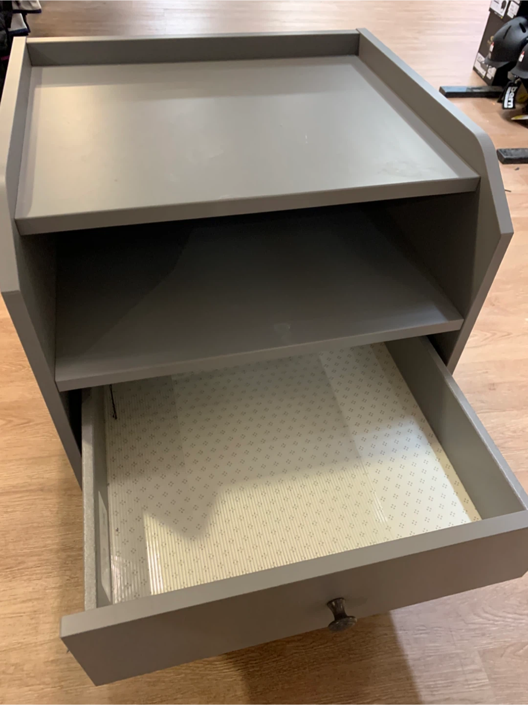 Grey Bedside Table with Drawers - photo 2