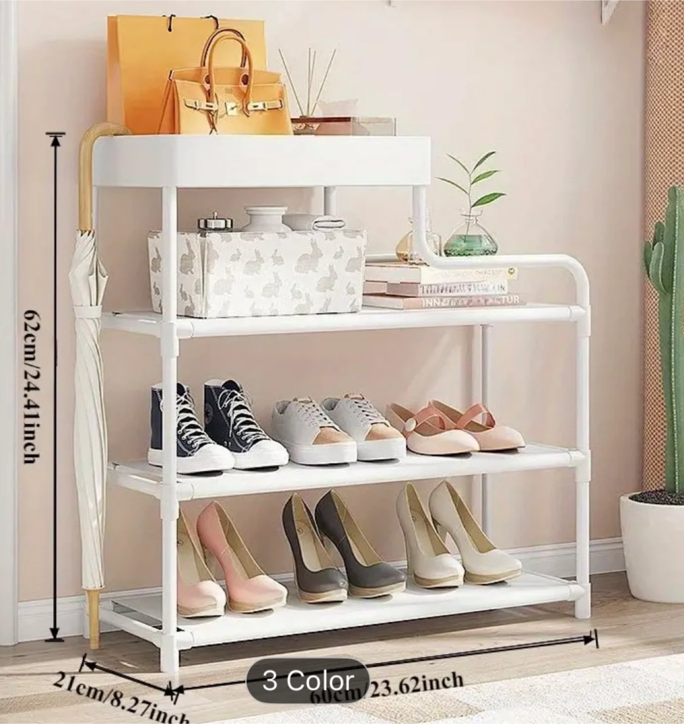 3-Tier Shoe Rack Organizer - Yellow - photo 3