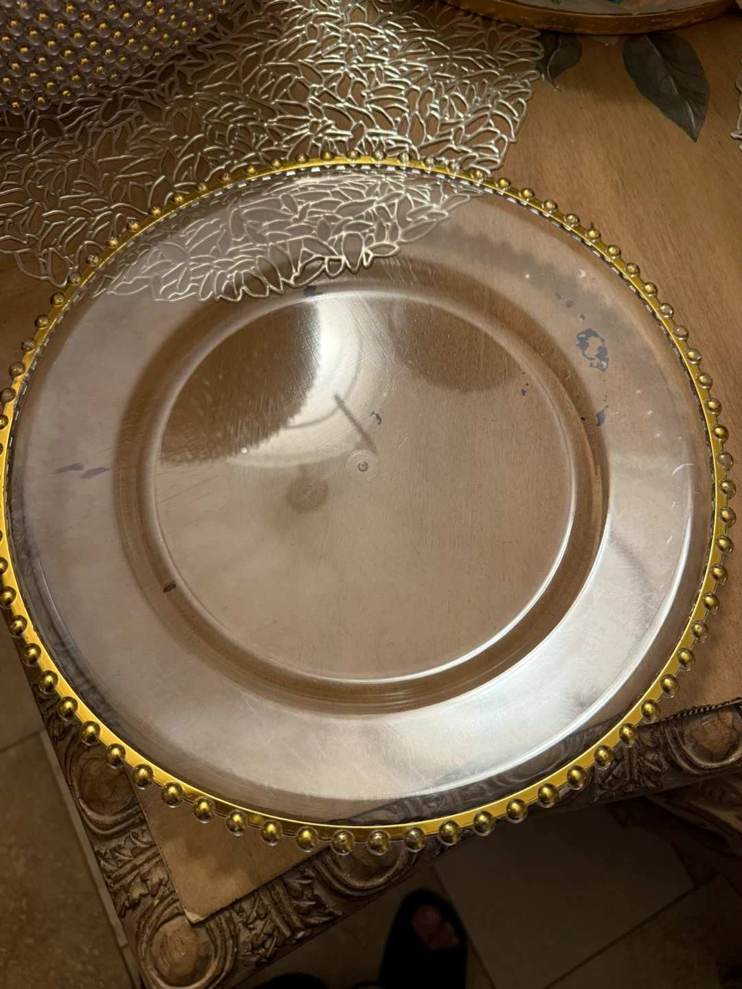 Charger Plate - Clear with Gold Trim