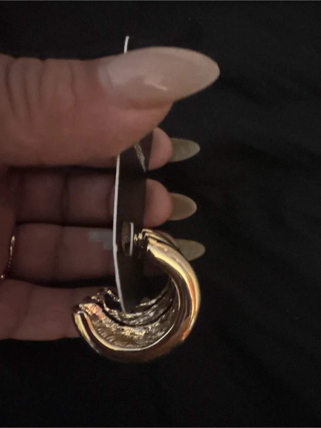 NEW PrettyLittleThing Gold Layered Hoop Earrings image indicator(3)