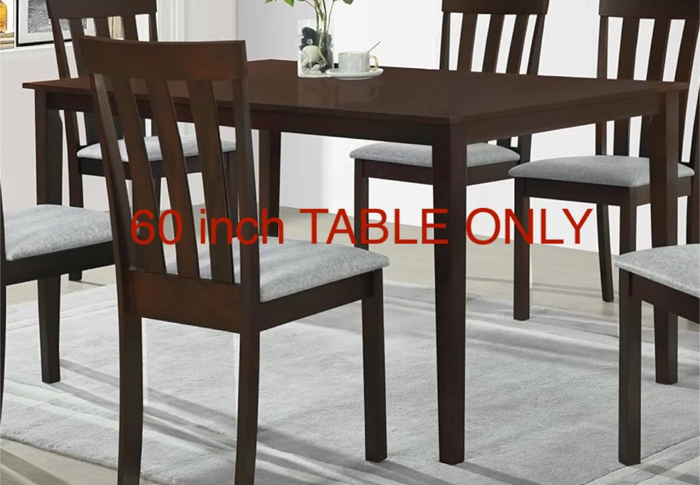 60-Inch Dark Brown Dining Table