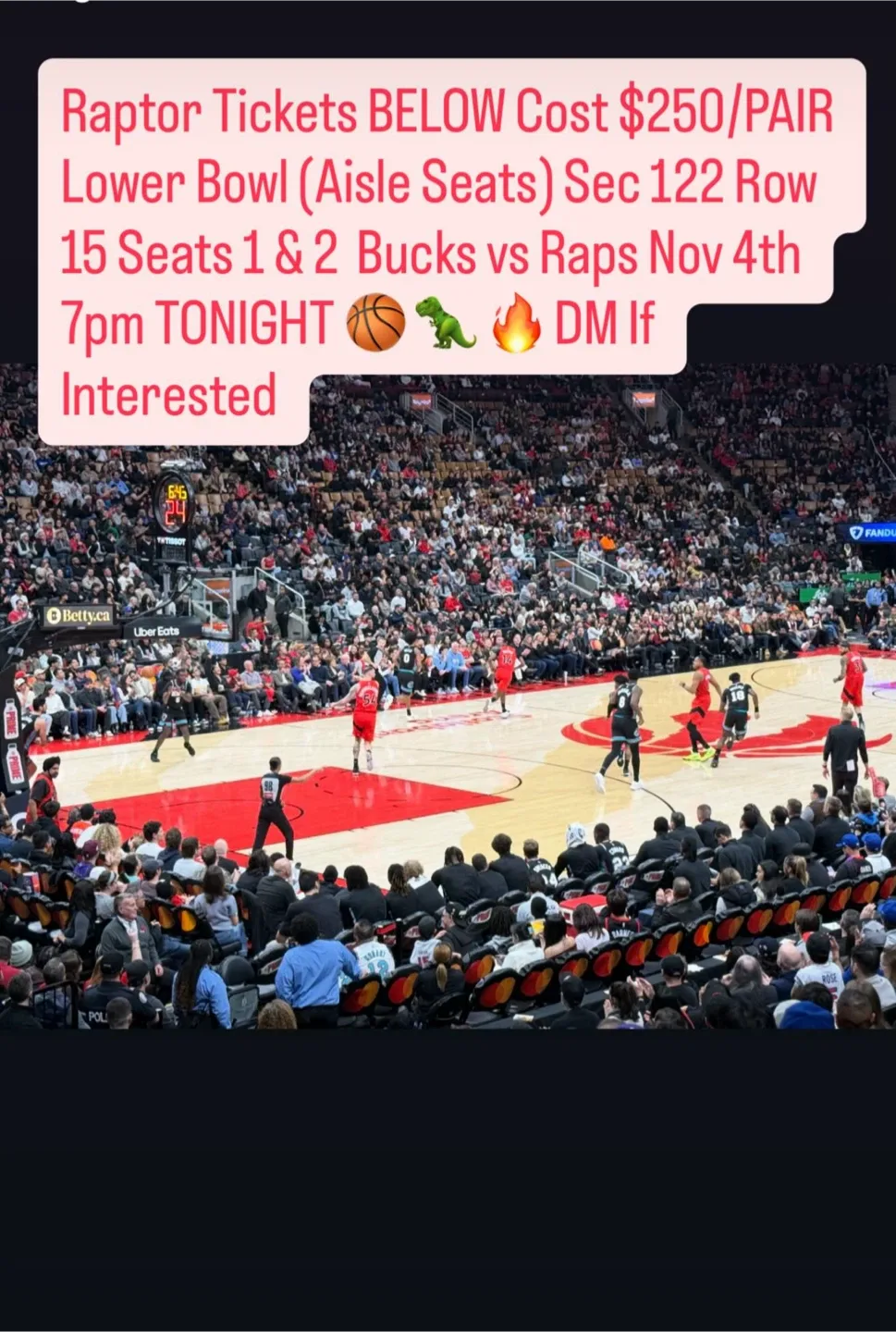 Raptors Tickets - Sec 122, Row 15, Seats 1 & 2