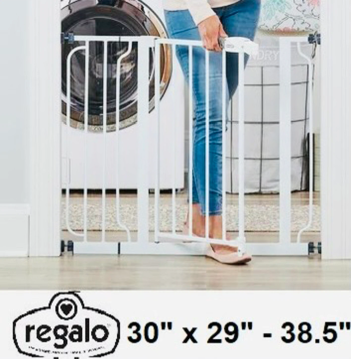 Regalo Easy Step Metal Walk-Through Safety Gate - White