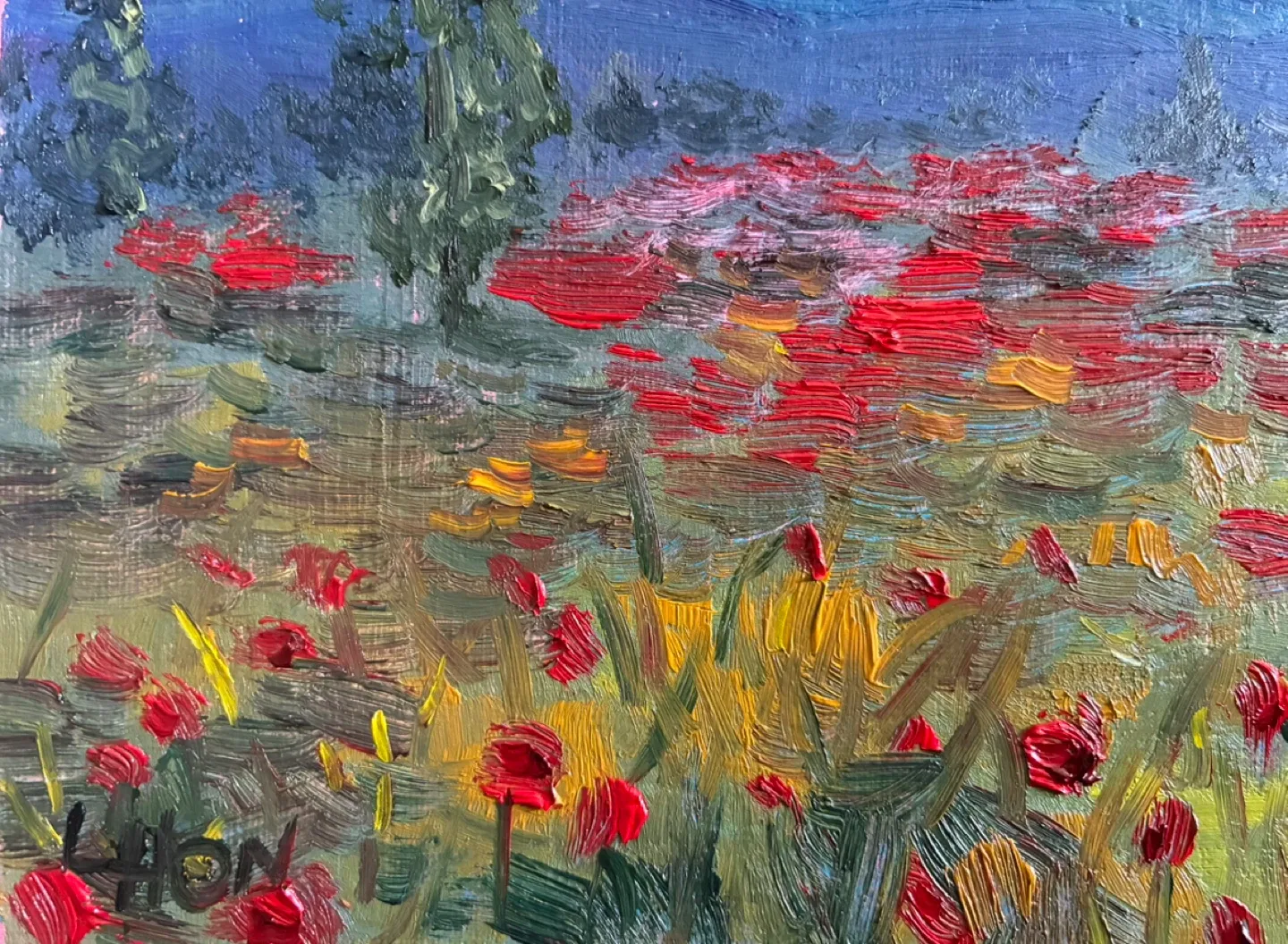 Poppy Fields - 9x12” oil paint on canvas paper image indicator(2)