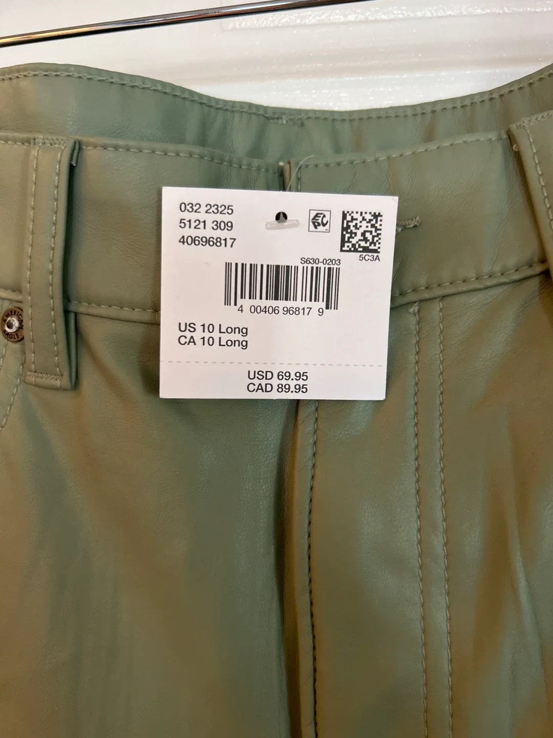 American Eagle Green Pleather Pants - Size 10 image indicator(3)