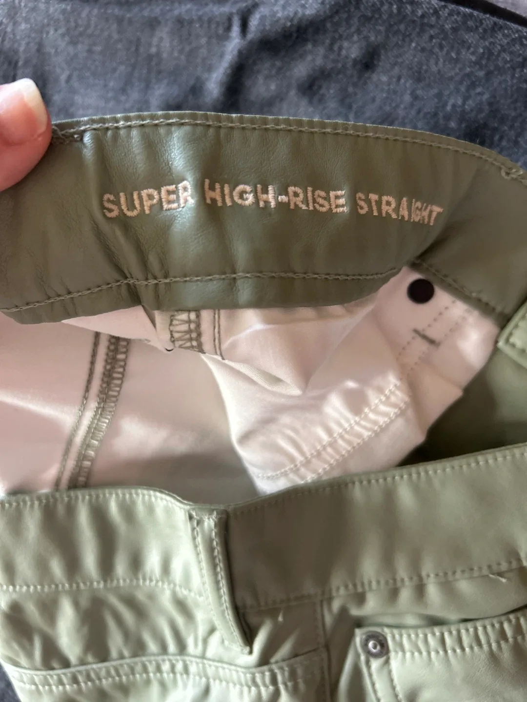 American Eagle Green Pleather Pants - Size 10 image indicator(4)