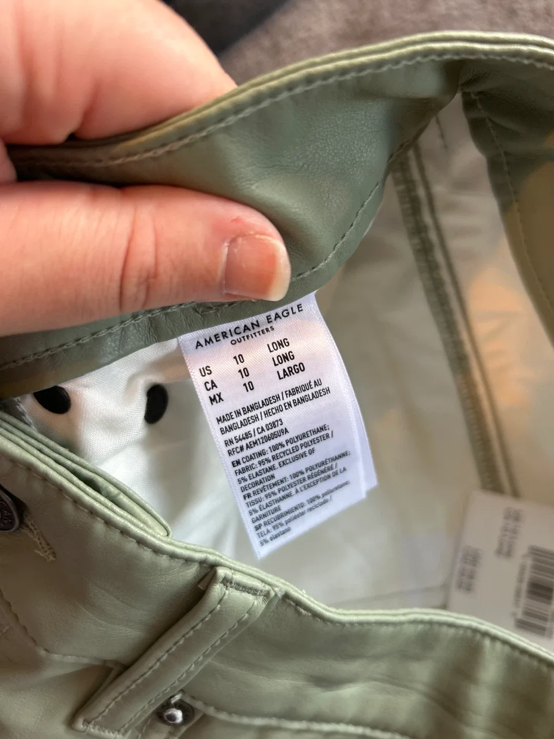 American Eagle Green Pleather Pants - Size 10 image indicator(5)