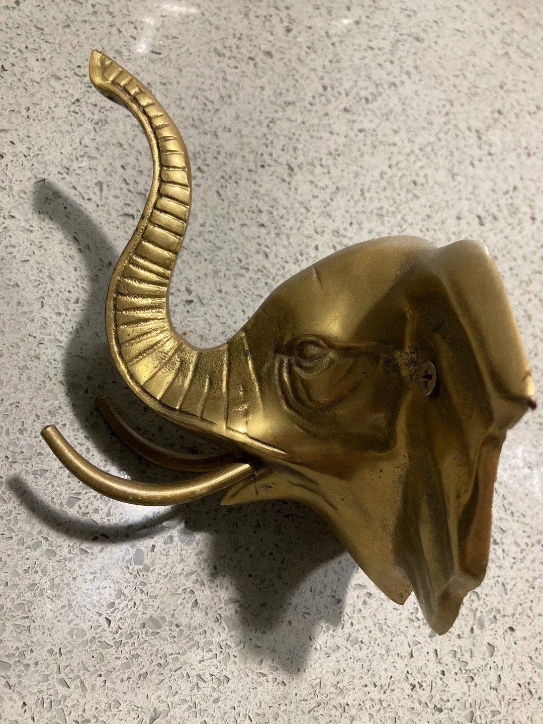 Elephant Head Hook, Brass Finish