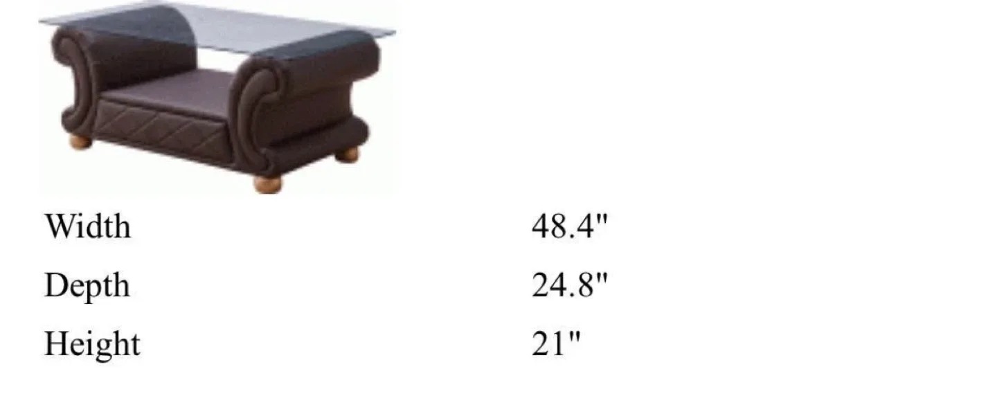 Brown Leather Coffee Table with Glass Top image indicator(2)