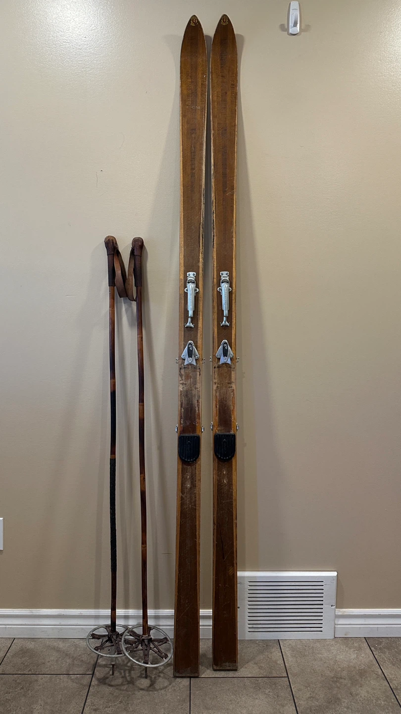 Vintage Splitkein “Patent Norway” Wooden Ski Set (CAN DELIVER)
