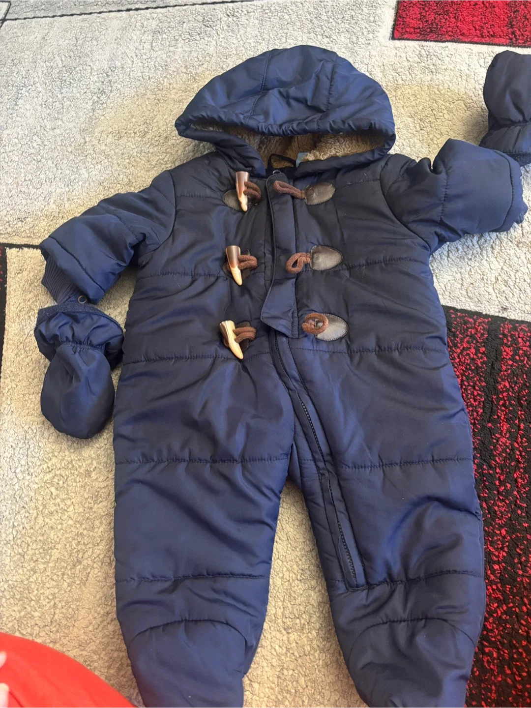 Navy Blue Baby Snowsuit with Mittens
