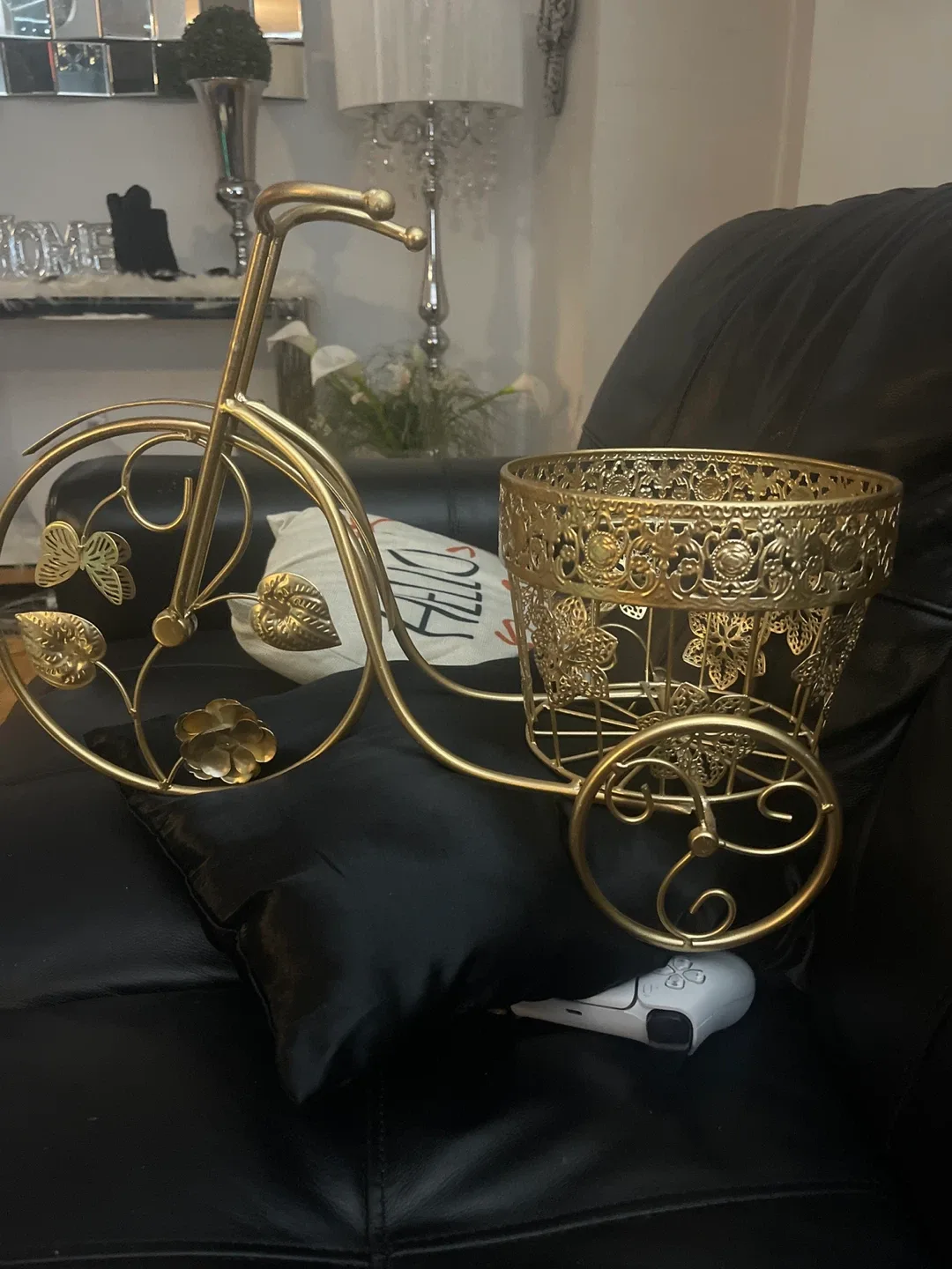 Gold Metal Decorative Bicycle Planter