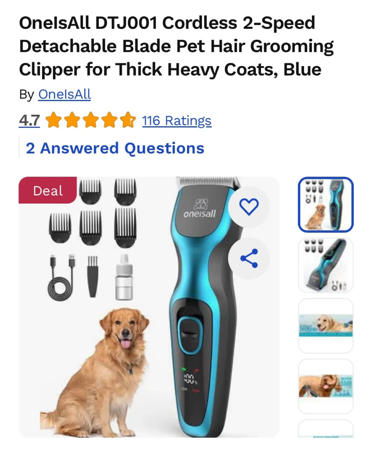 Oneisall Dog Clippers for Thick Coat - New in Box! image indicator(2)