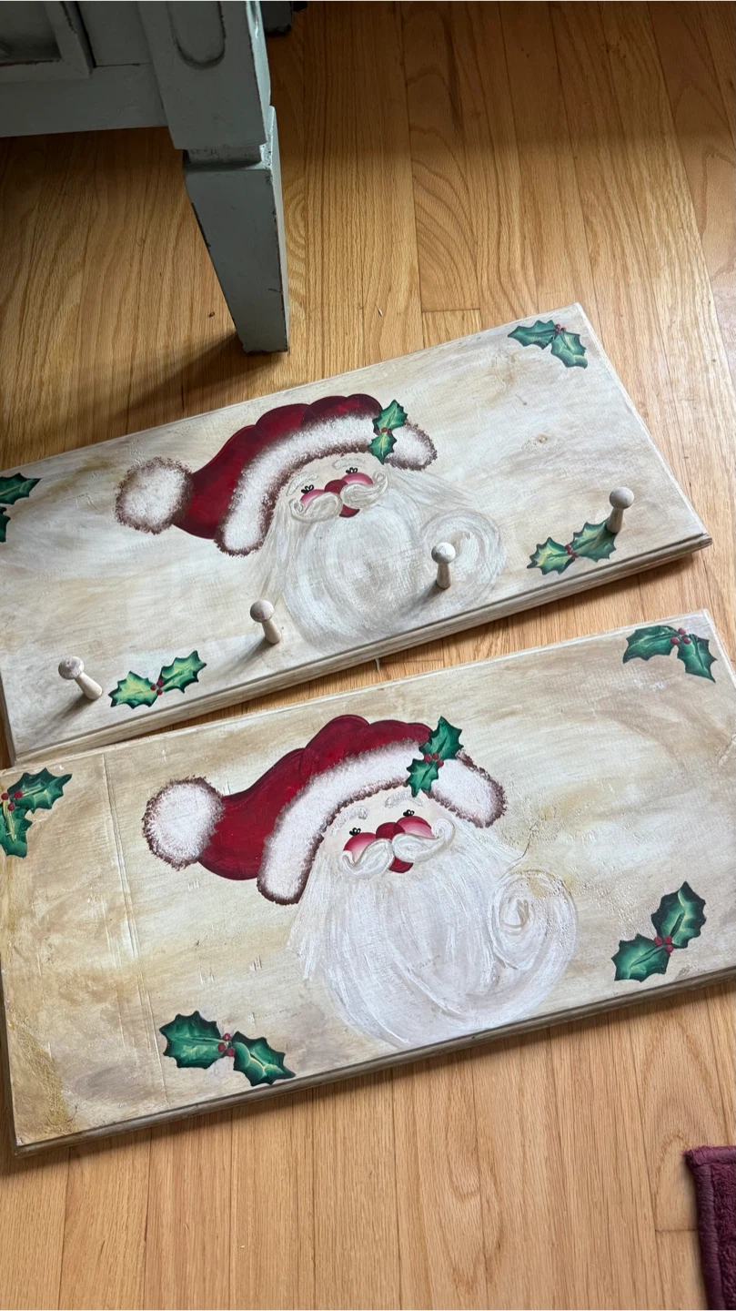 Hand Painted Santa Coat Racks and decor wall