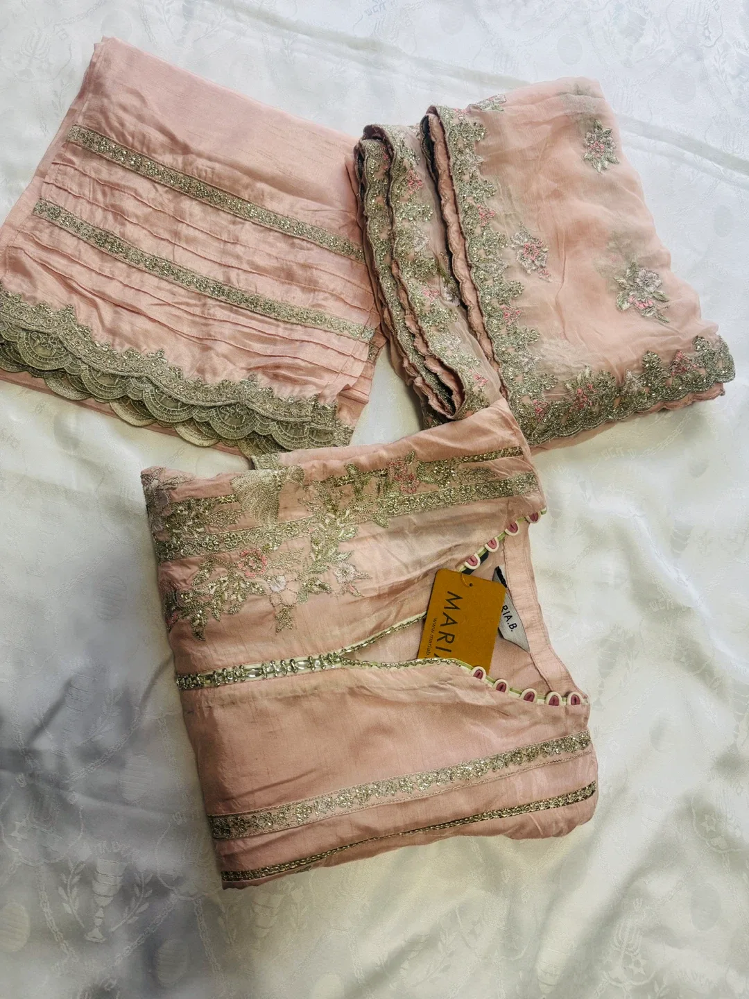 Brand new Maria B. 3-Piece Embroidered Raw Silk Suit - Medium image indicator(5)