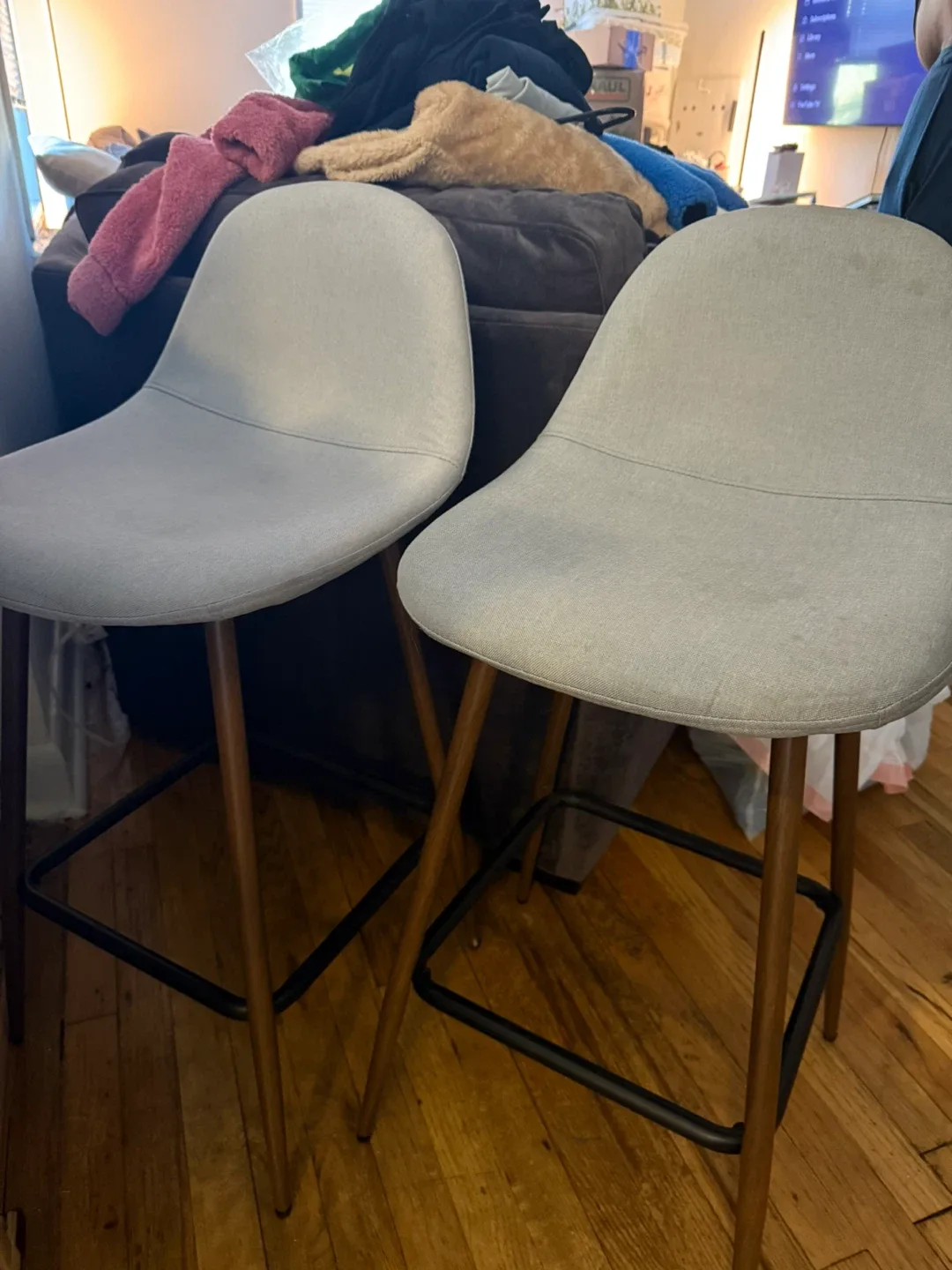 Set of 2 Gray Bar Stools thumbnail