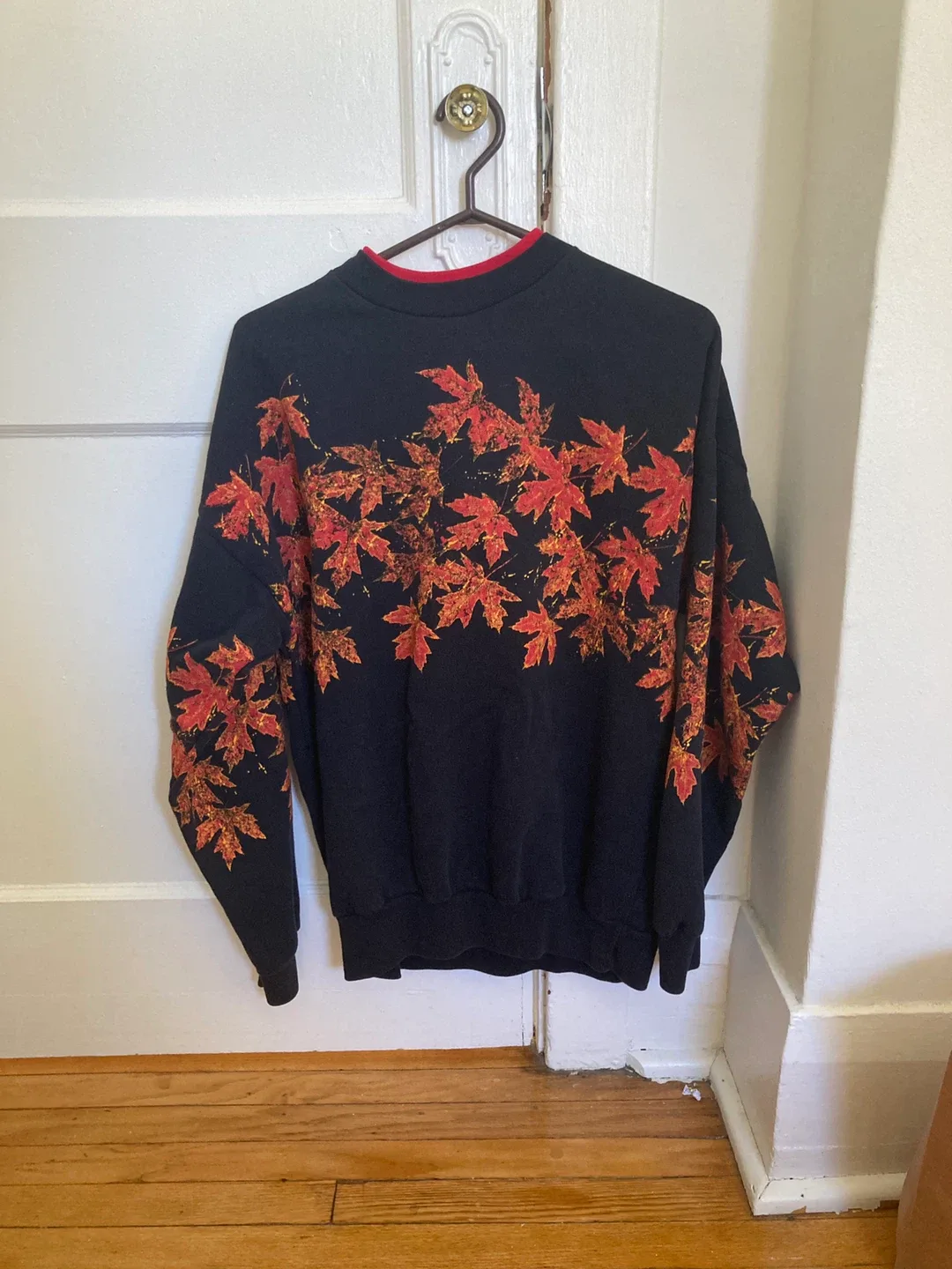 Vintage Black Sweater with Maple Leaf Design thumbnail