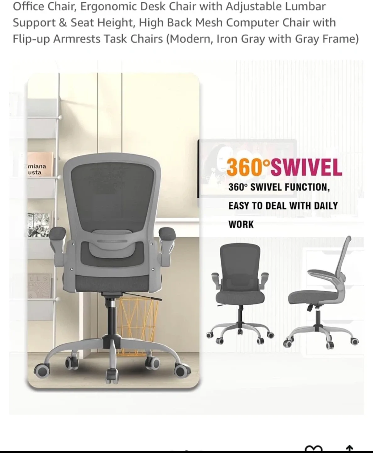 Ergonomic Mesh Office Chair - Iron Gray thumbnail