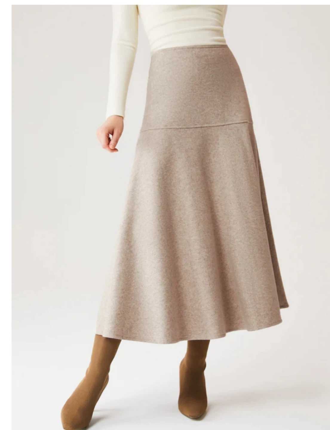 Beige A-Line Wool like skirt