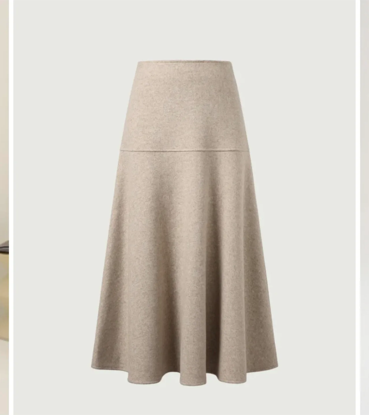Beige A-Line Wool like skirt image indicator(3)