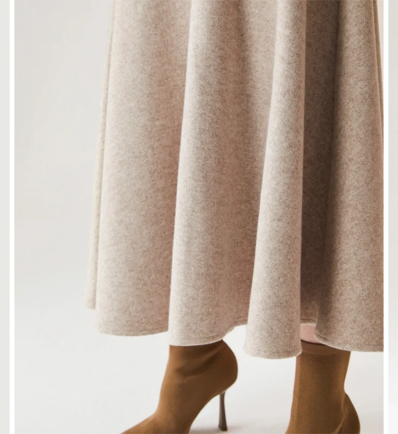 Beige A-Line Wool like skirt image indicator(4)