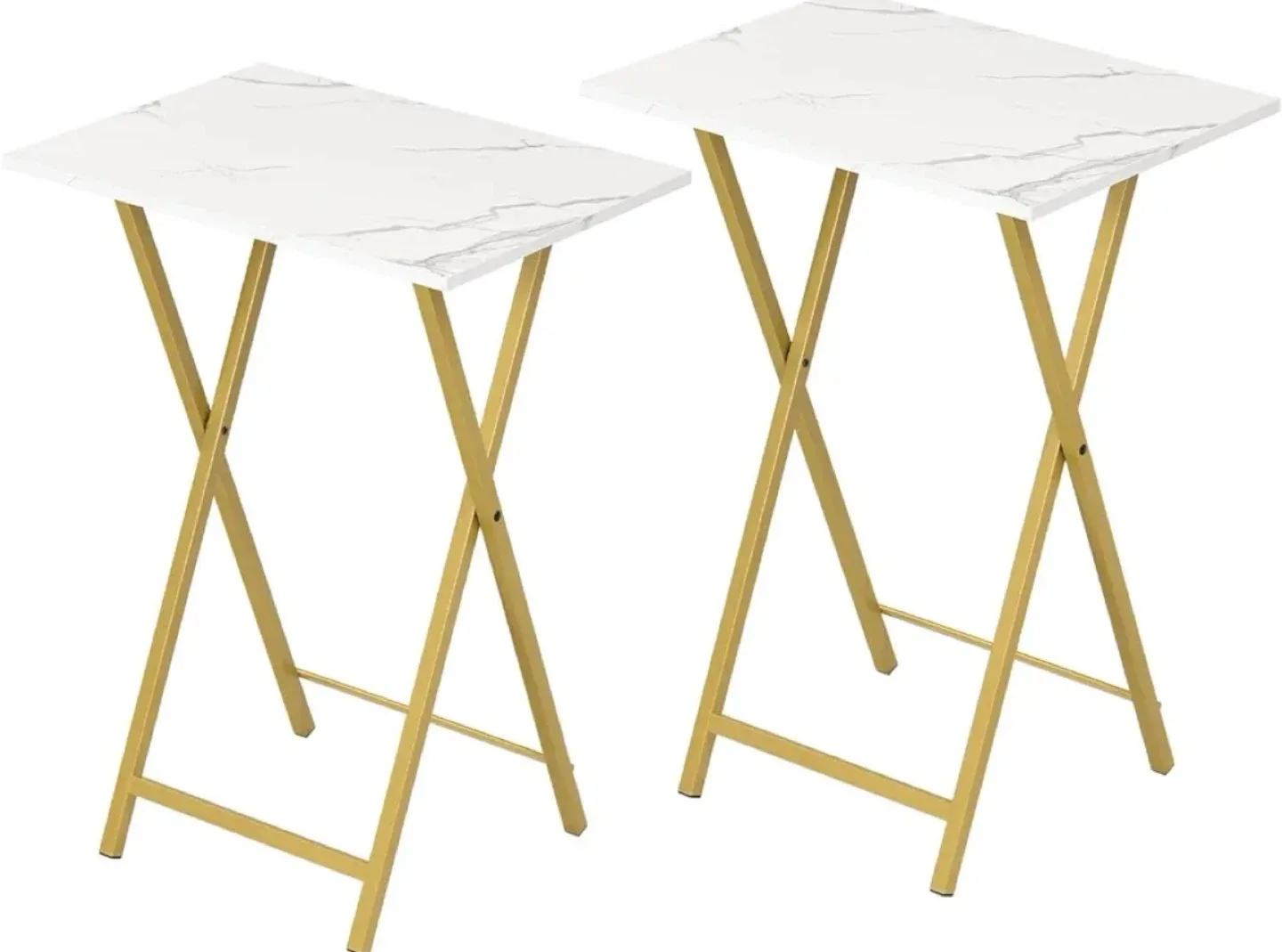 TV Tray Table Set - White Marble & Gold thumbnail