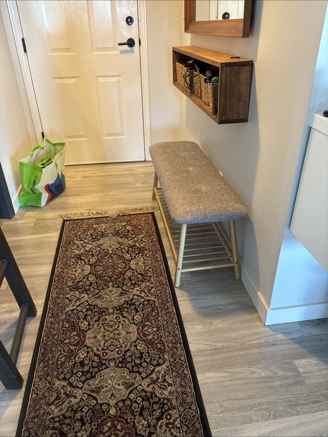 Upholstered Entryway Bench with Shoe Rack - photo 3