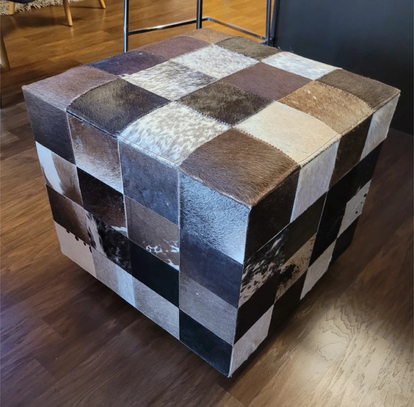 Cowhide Patchwork Ottoman