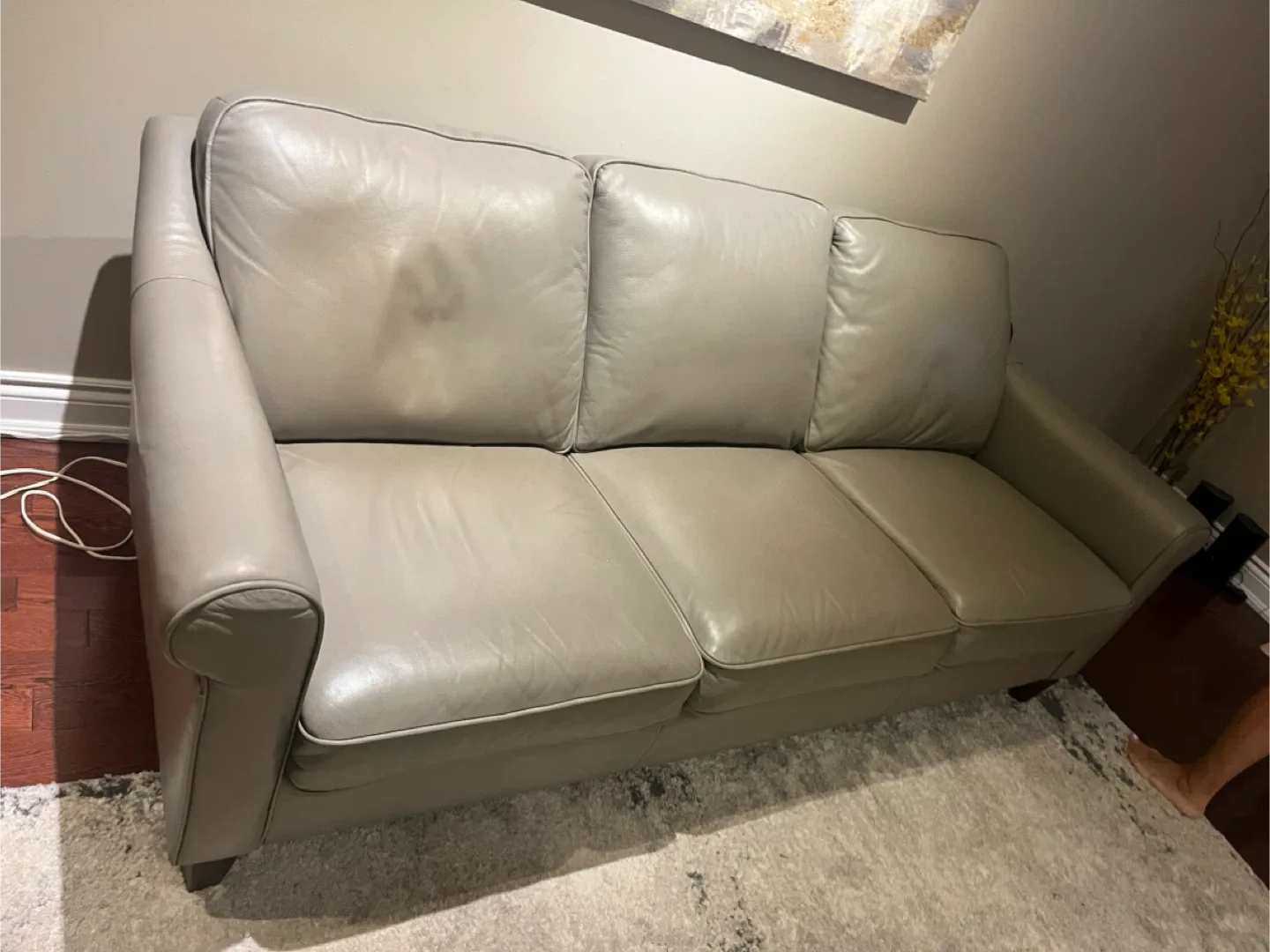 Cindy Crawford Leather Sofa - Light Grey image indicator(2)