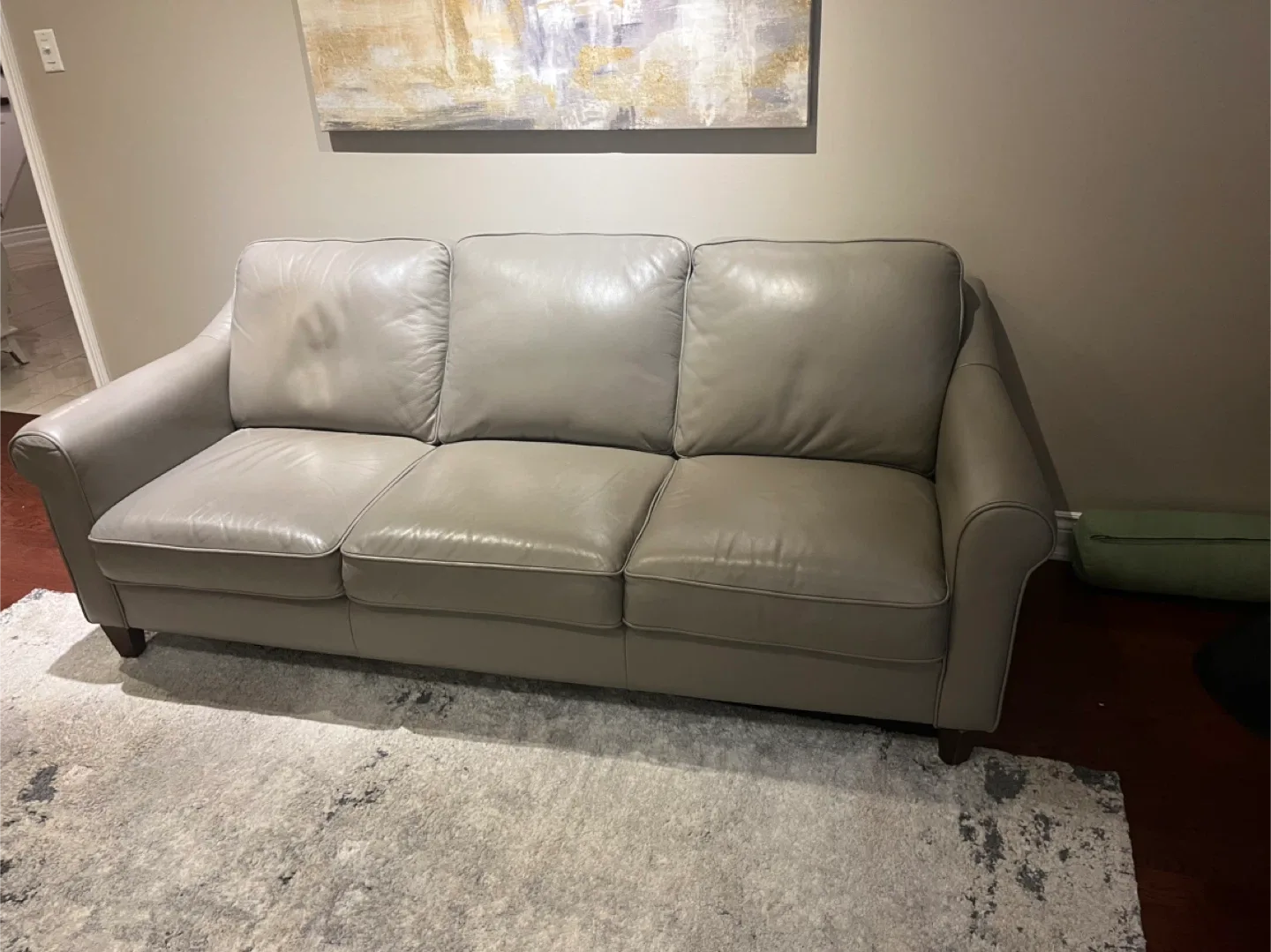 Cindy Crawford Leather Sofa - Light Grey