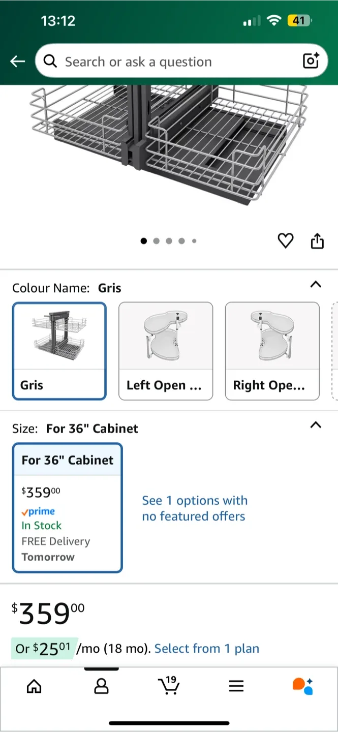 Vadania Blind Corner Pull Out Organizer - 36" Cabinet image indicator(2)