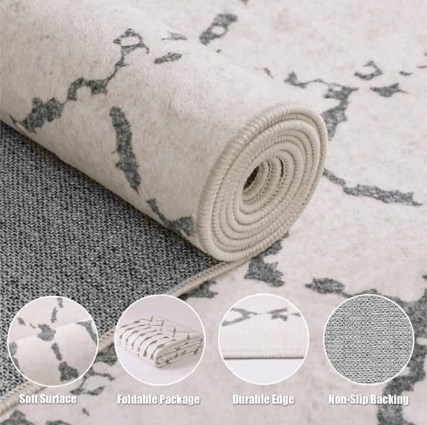 Brand New 6x9ft Cream Grey Soft Area Rug - photo 4
