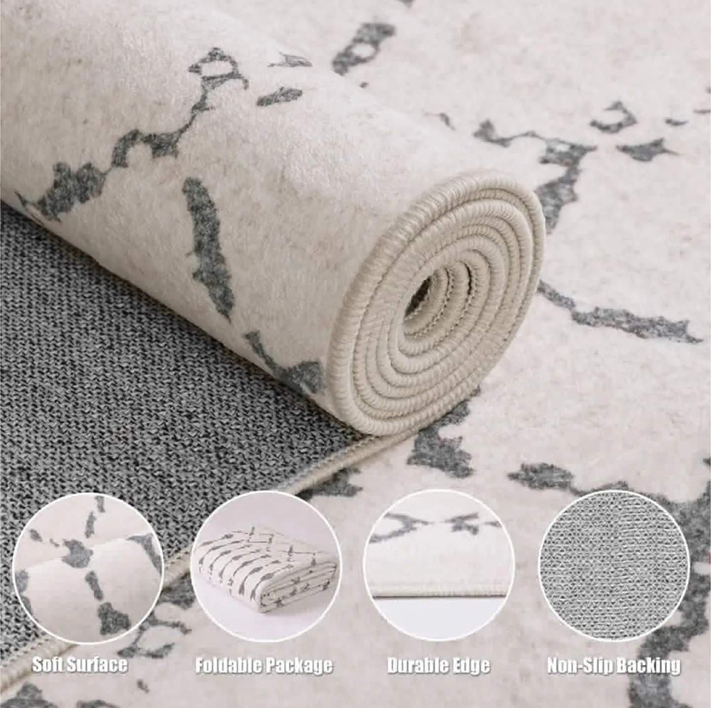 Brand New 6x9ft Cream Grey Soft Area Rug image indicator(4)