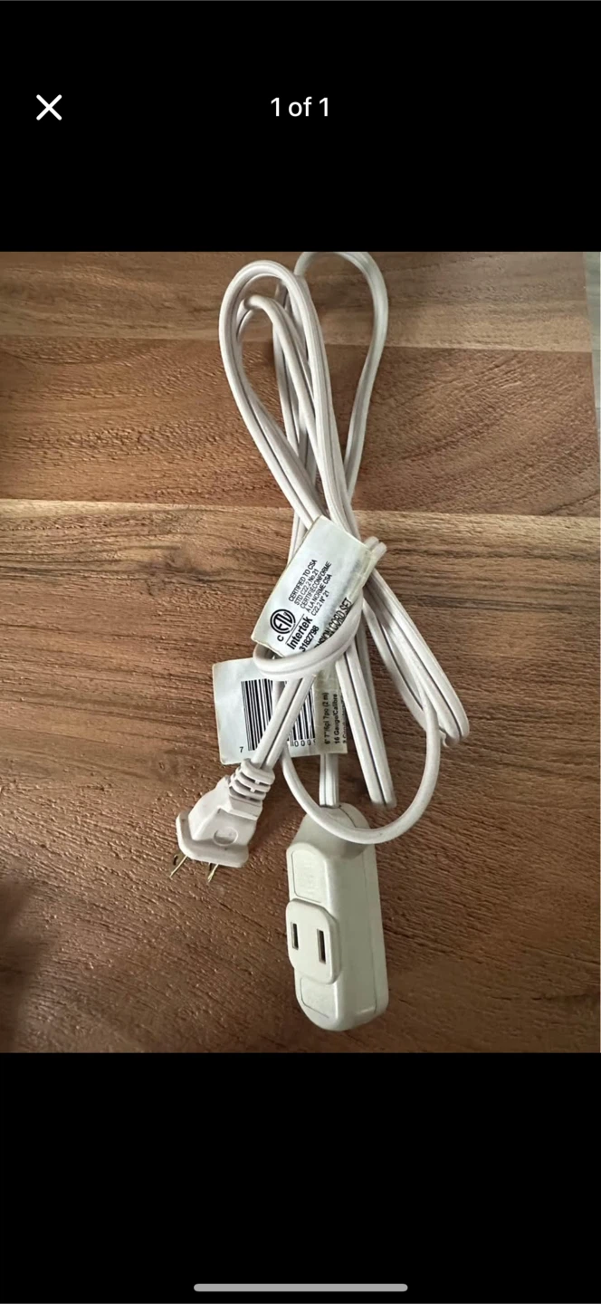Extension Cord - 8ft, 16 Gauge - 2 Prong - $5