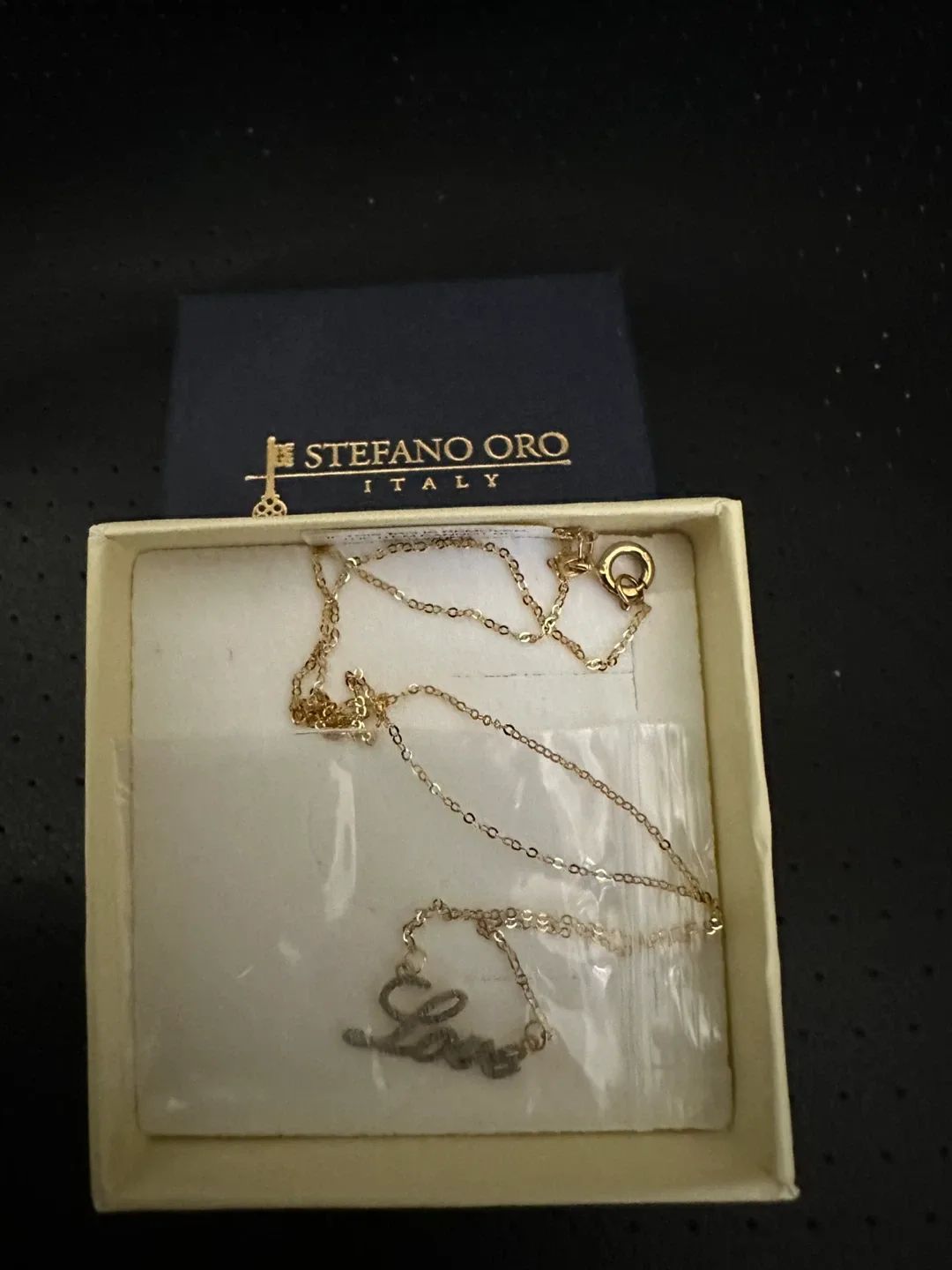 Stefano Oro 14K Gold Diamond Dust Love Necklace image indicator(2)