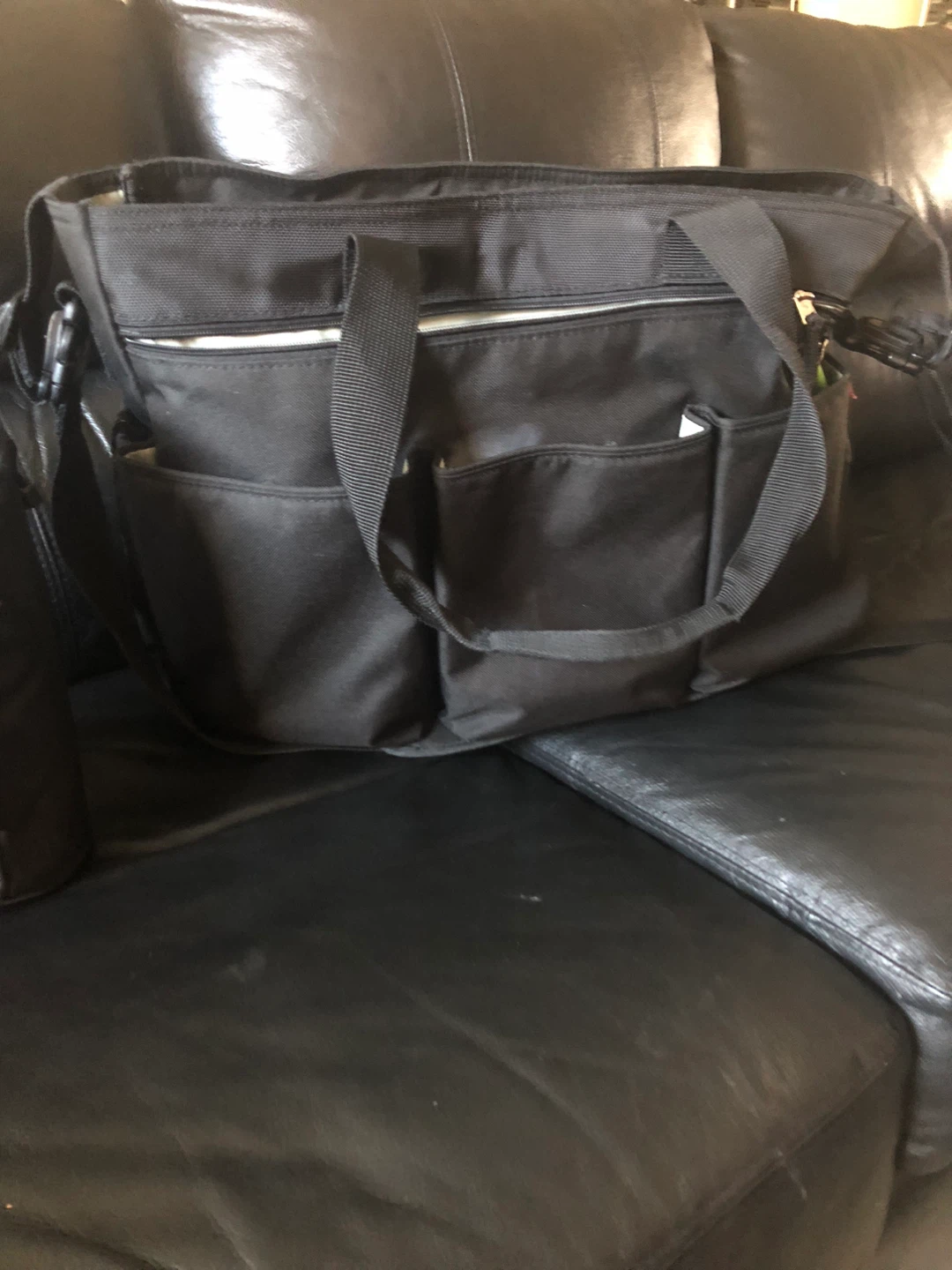 Black Diaper Bag with Insulated Bottle Bag free - photo 4