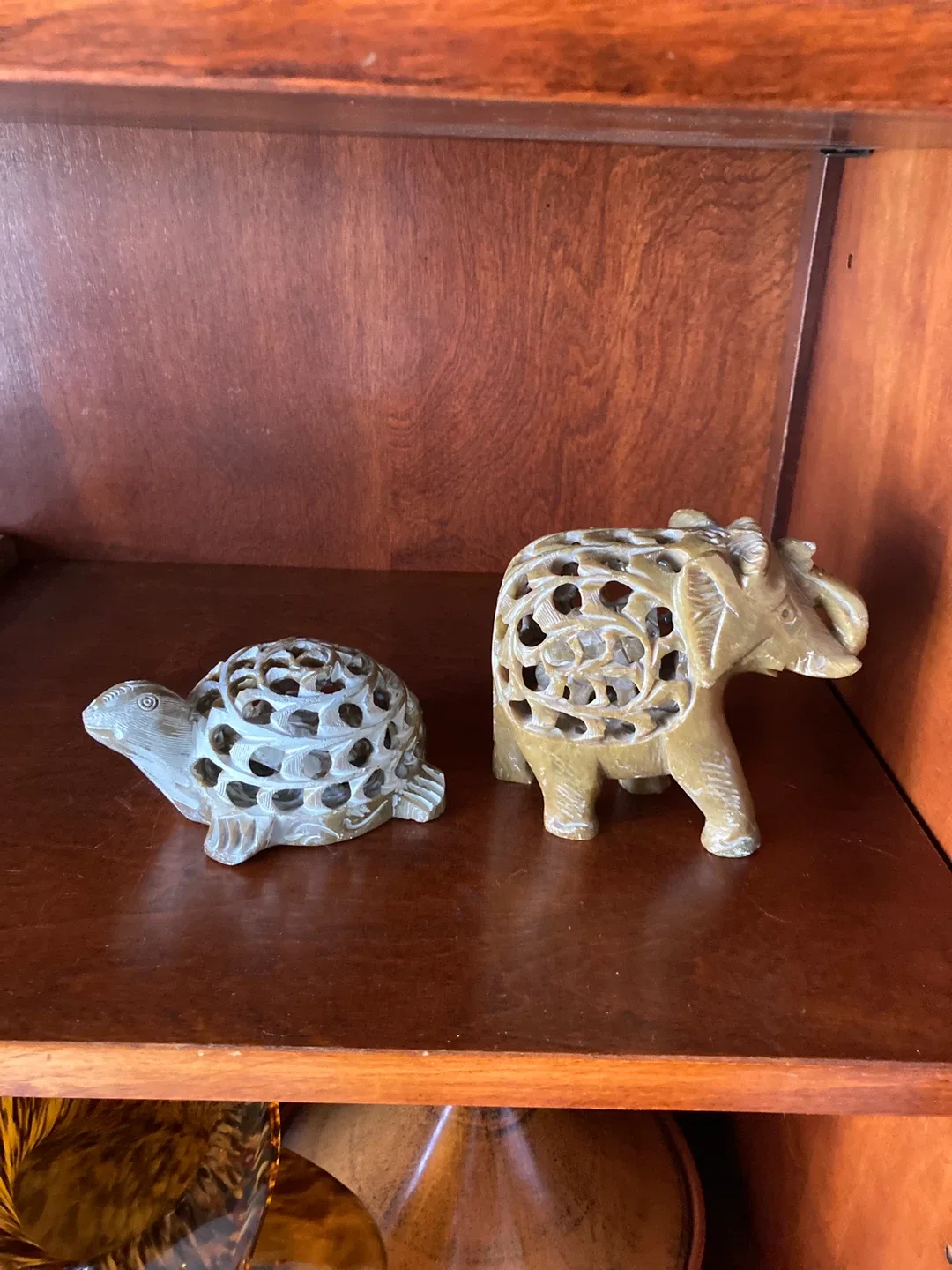 Carved Stone Turtle and Elephant Figurines thumbnail